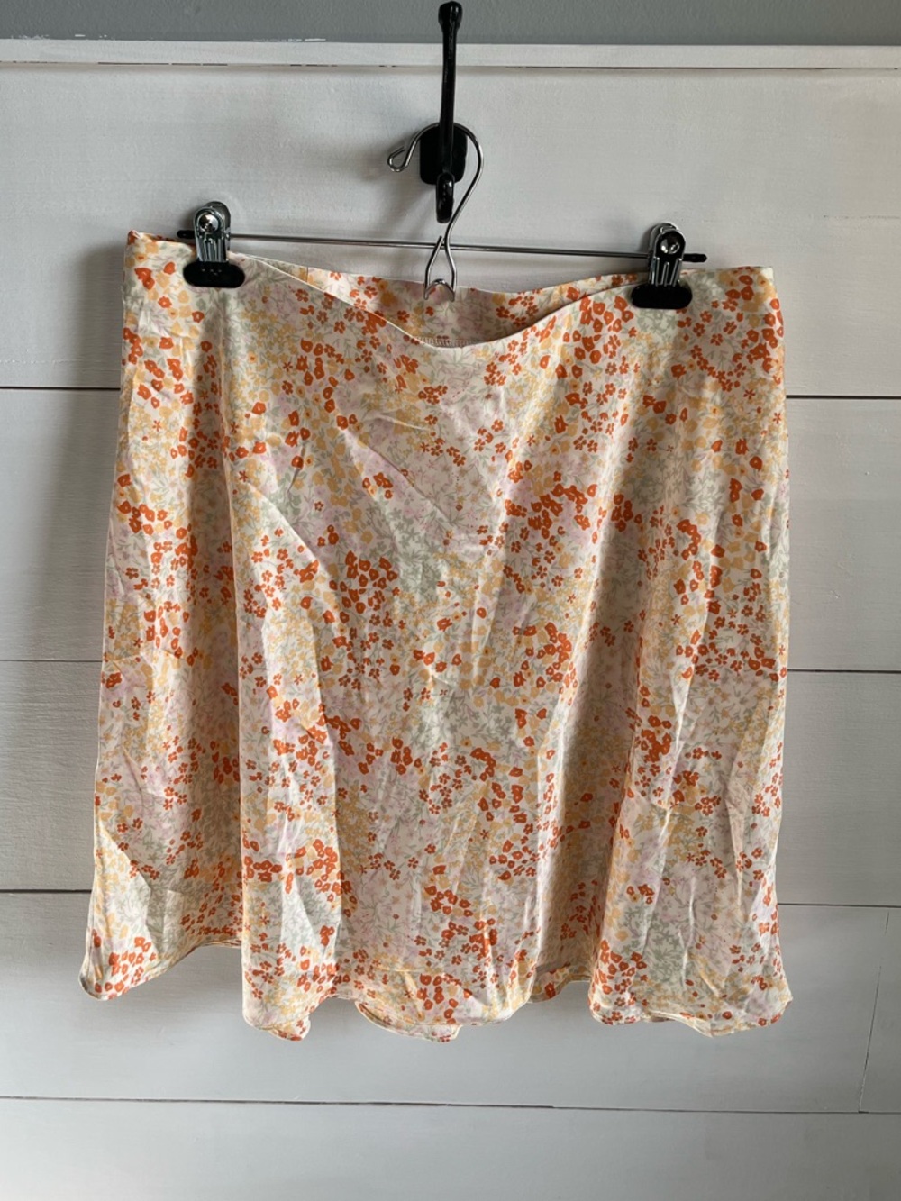 Addition Elle Cream Mini Skirt with Orange Floral Print